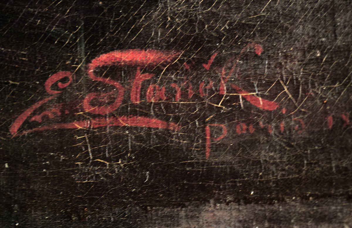 Emmanuel Stanek Nu féminin, huile sur toile du XIXe siècle, sans cadre, vers 1890-photo-4