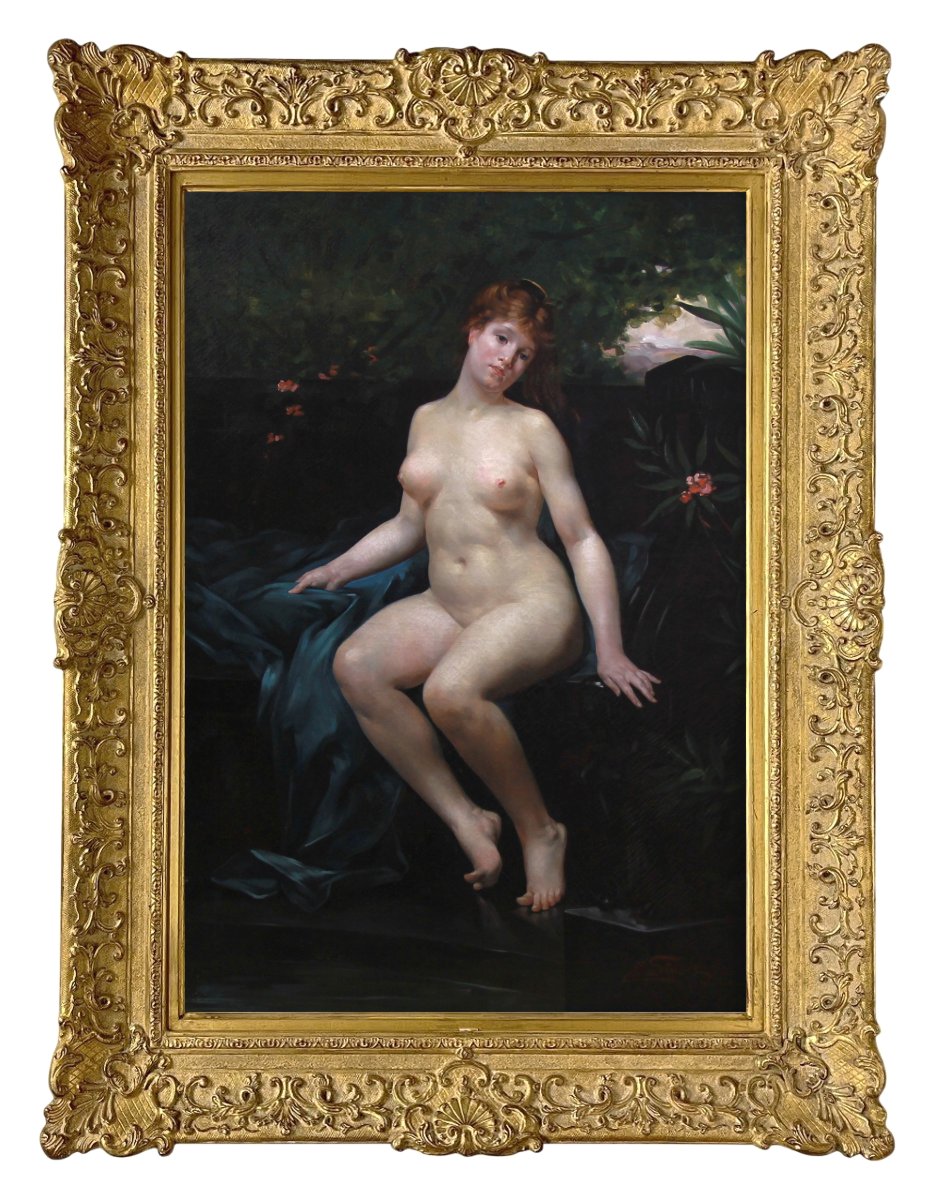 Emmanuel Stanek Nu féminin, huile sur toile du XIXe siècle, sans cadre, vers 1890