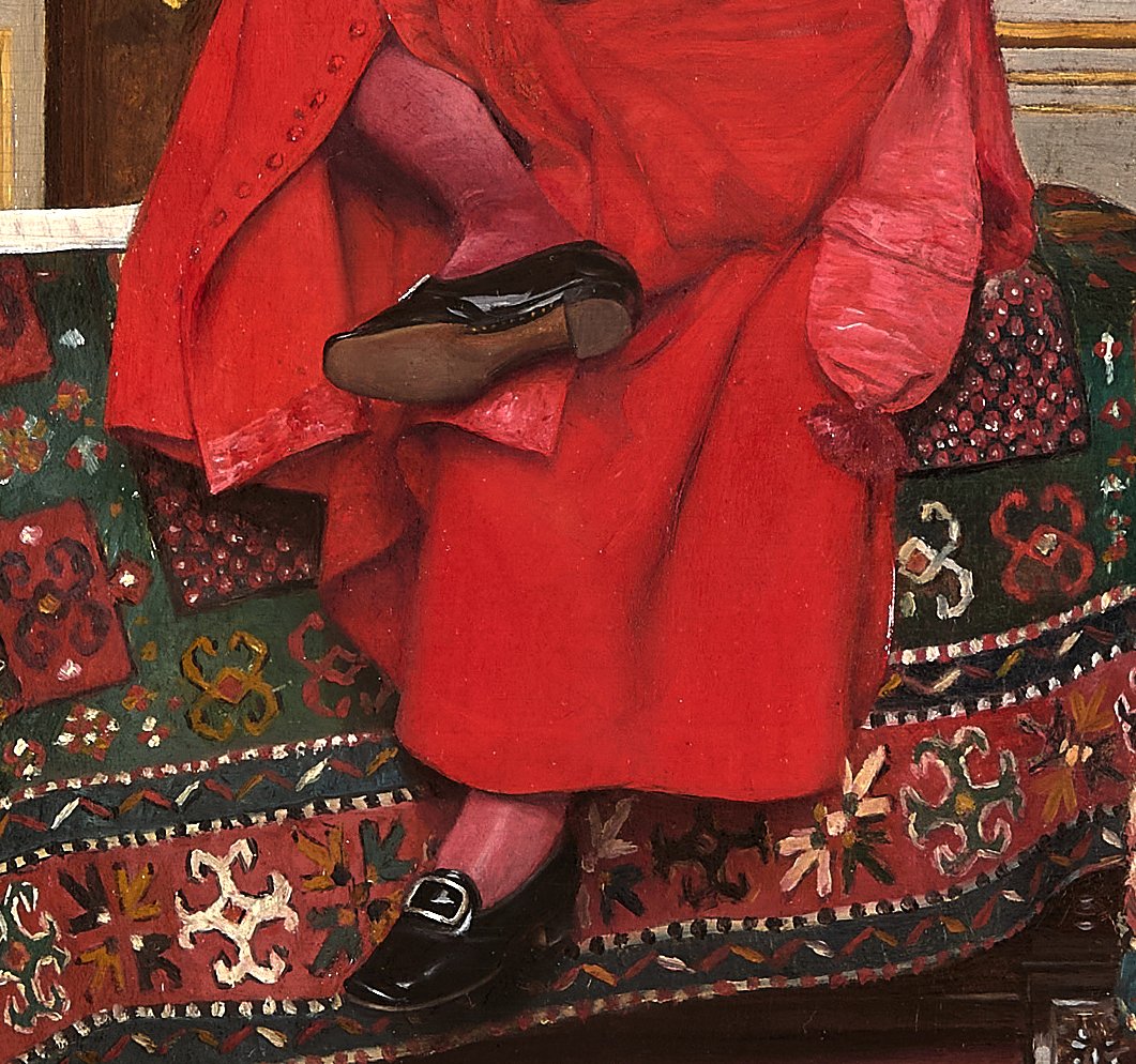 José Frappa French Antique Figurative Oil Painting, Cardinal Musician, Framed-photo-1