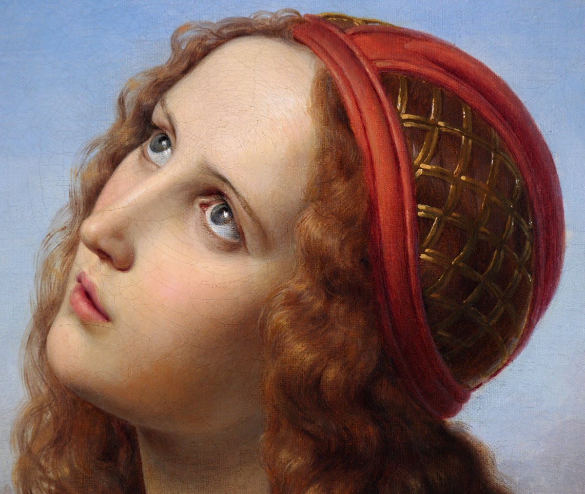 Hermann Anton Stilke, 1831, Jeanne d'Arc, portrait à l'huile ancien, encadré-photo-4