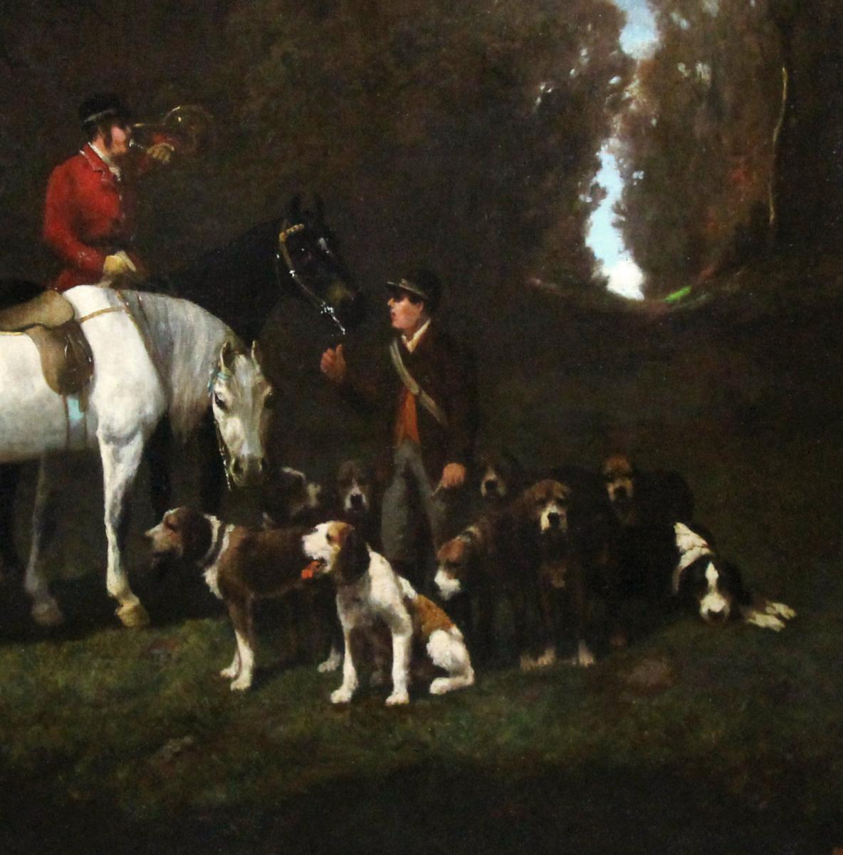Beautiful Oil On Canvas, Hunting Scene Atr. Alfred De Dreux 19th-photo-3