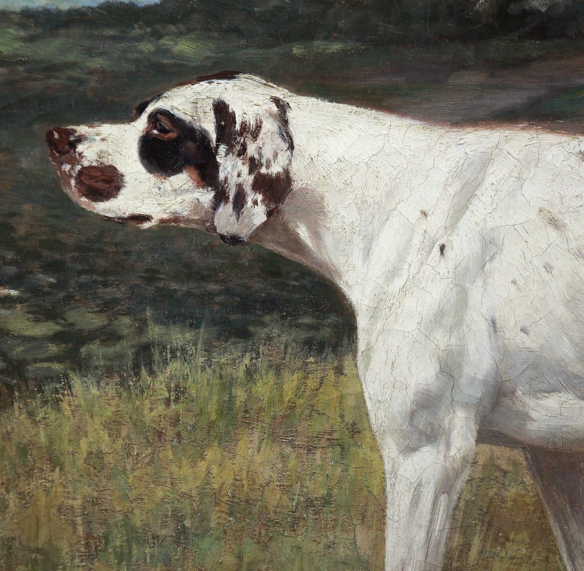 Peinture Huile Sur Toile, Chien De Chasse Alexander Clarys école Belge-photo-3