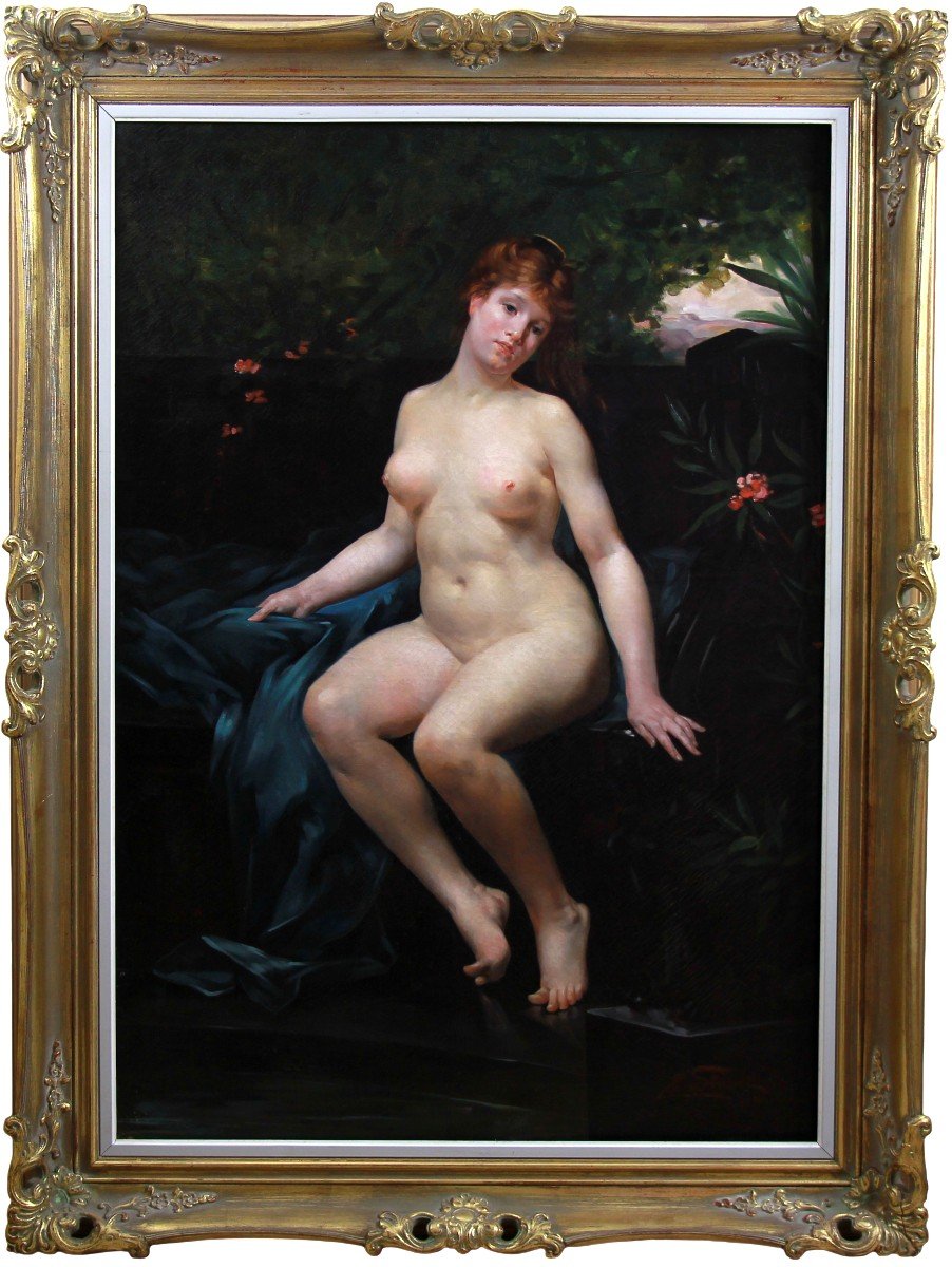 Oil Painting On Canvas, Naked In The Bath By Emmanuel Stanek XIX-photo-2