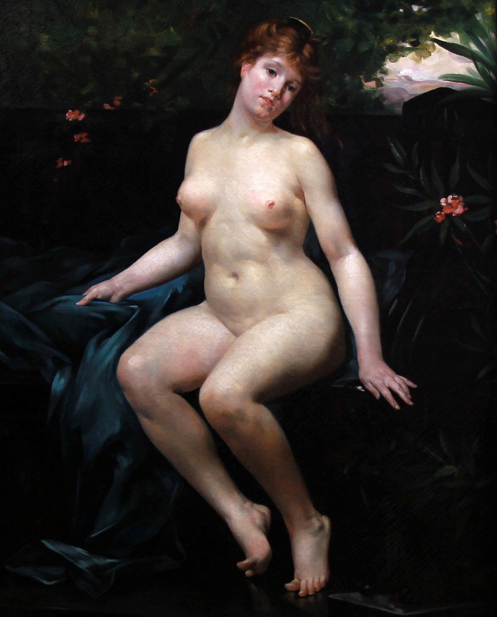 Oil Painting On Canvas, Naked In The Bath By Emmanuel Stanek XIX-photo-3