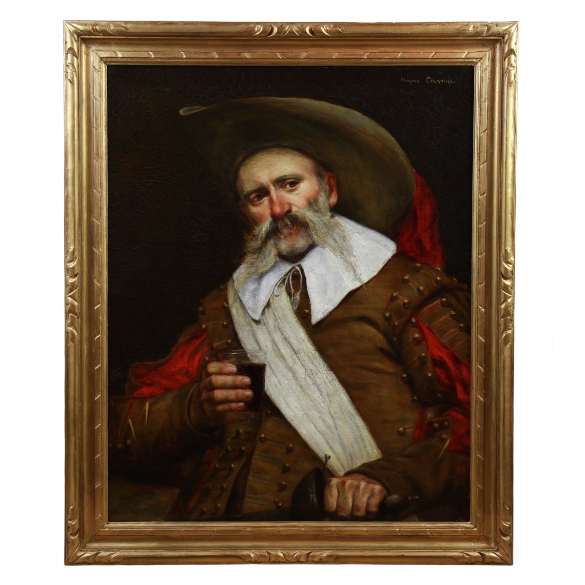 Tableau Huile Sur Toile , Portrait d'Un Mousquetaire 20ème-photo-2
