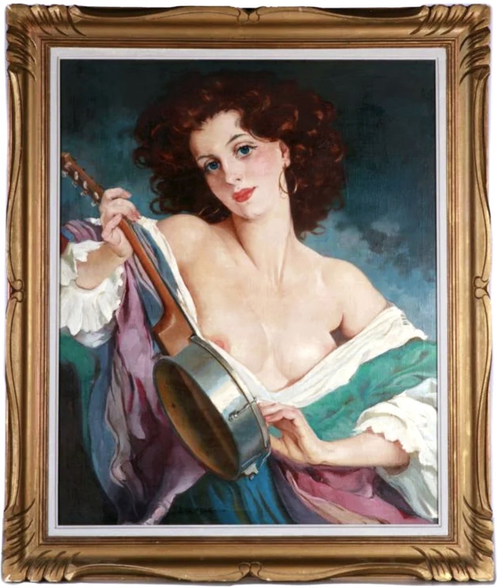 Huile Sur Toile , Portrait Nu La Gitane Par Maria Szantho-photo-2