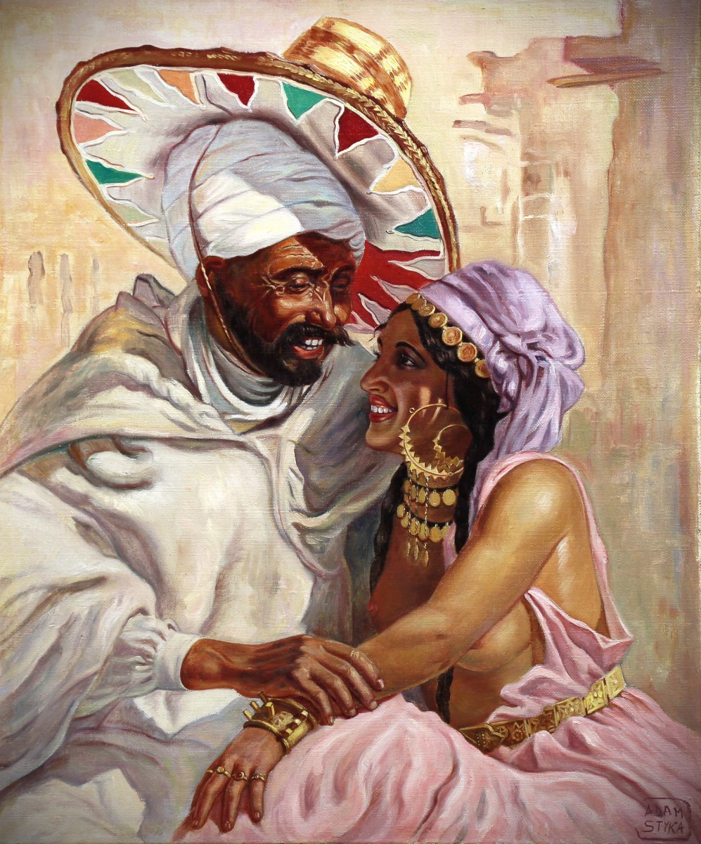 Beautiful Oil On Canvas, Orientalist Nude -photo-3