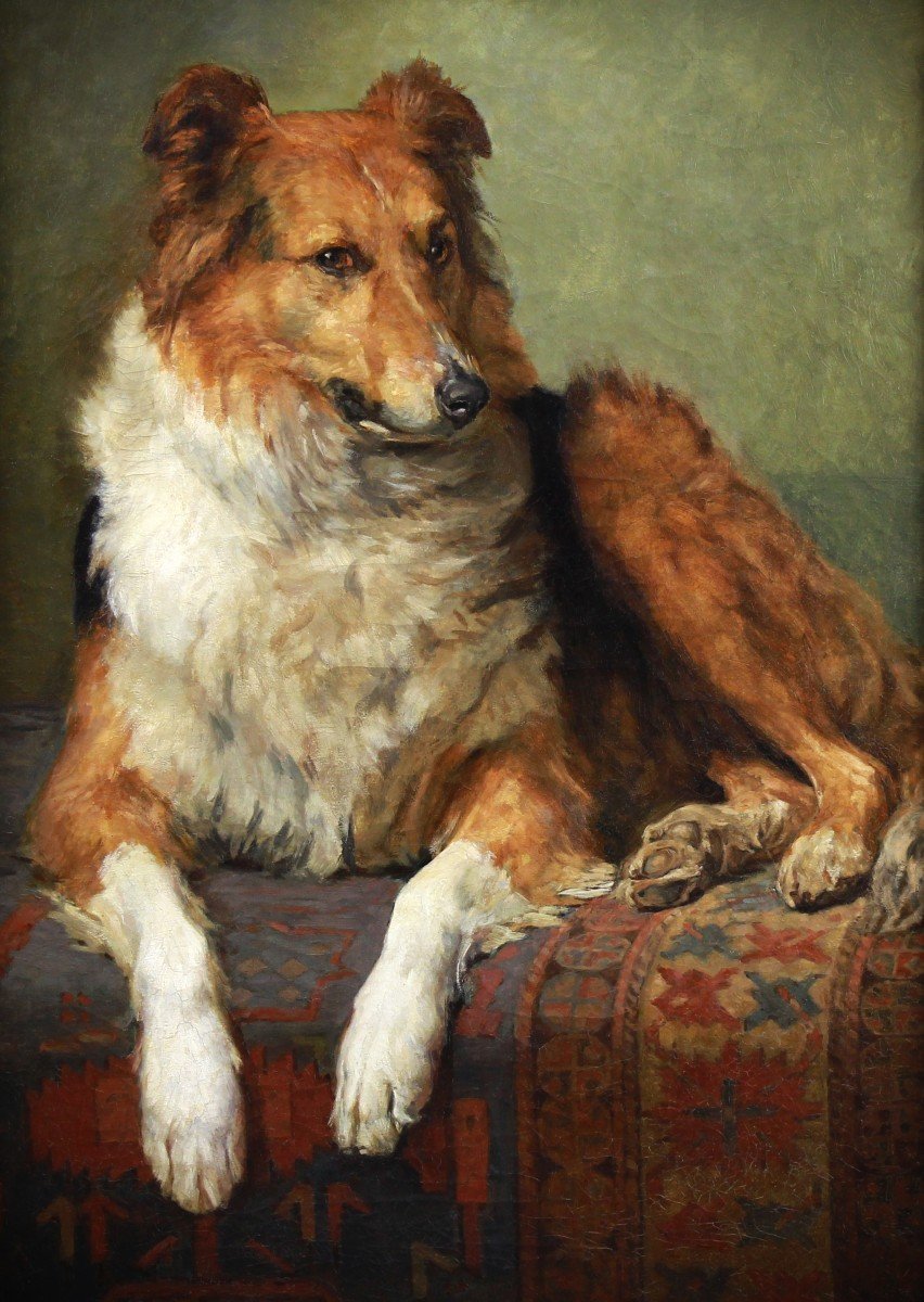 Portrait Of Dog By Charles Van Den Eycken Belgian School 19th-photo-2