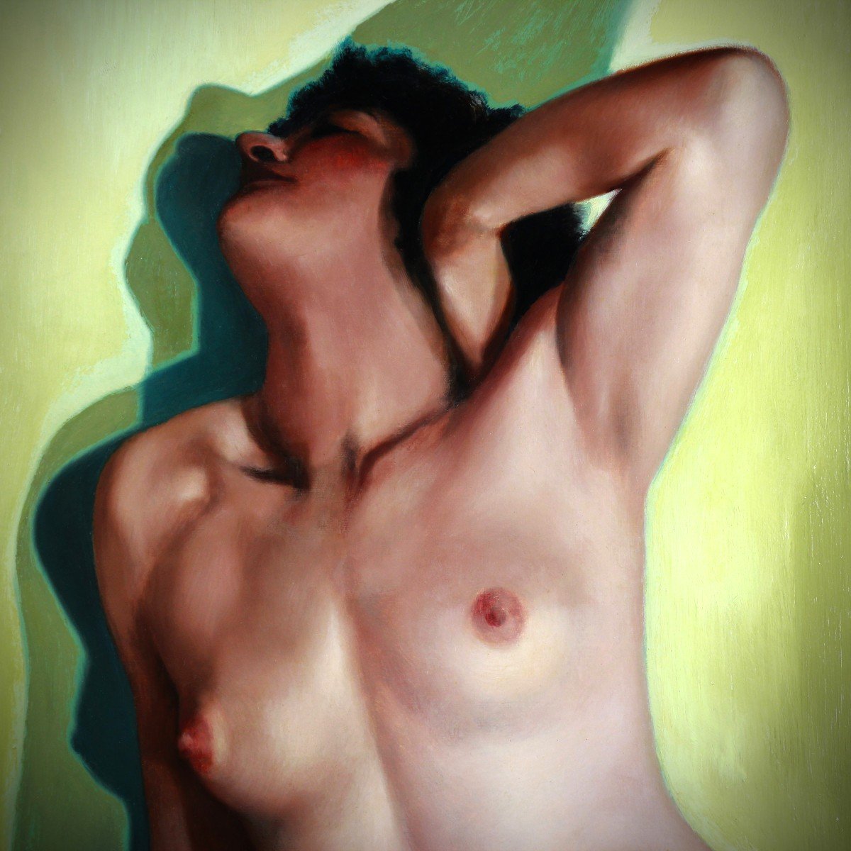 Nu Huile Sur Panneau " La Pose " Par Jacques Van Rooten XX-photo-2