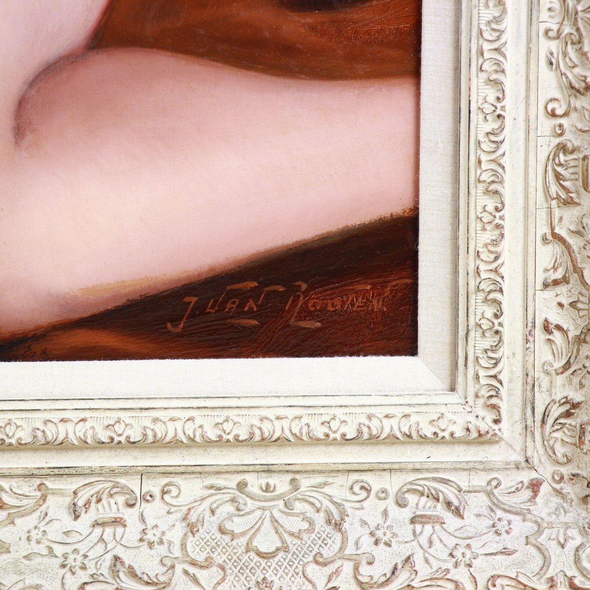 Nu Huile Sur Panneau " La Pose " Par Jacques Van Rooten XX-photo-2