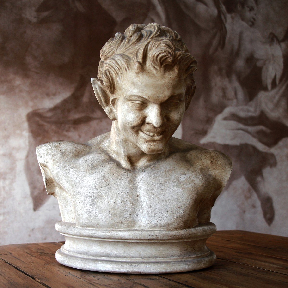 Buste en plâtre patiné style terre cuite du XIXème cachet du Louvre