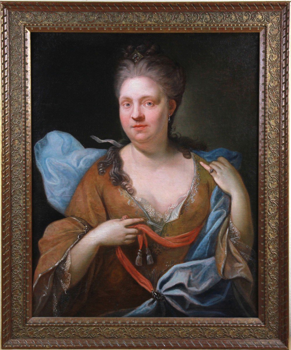 Oil On Canvas From The Eighteenth Century Entourage De Largilliere With Frame