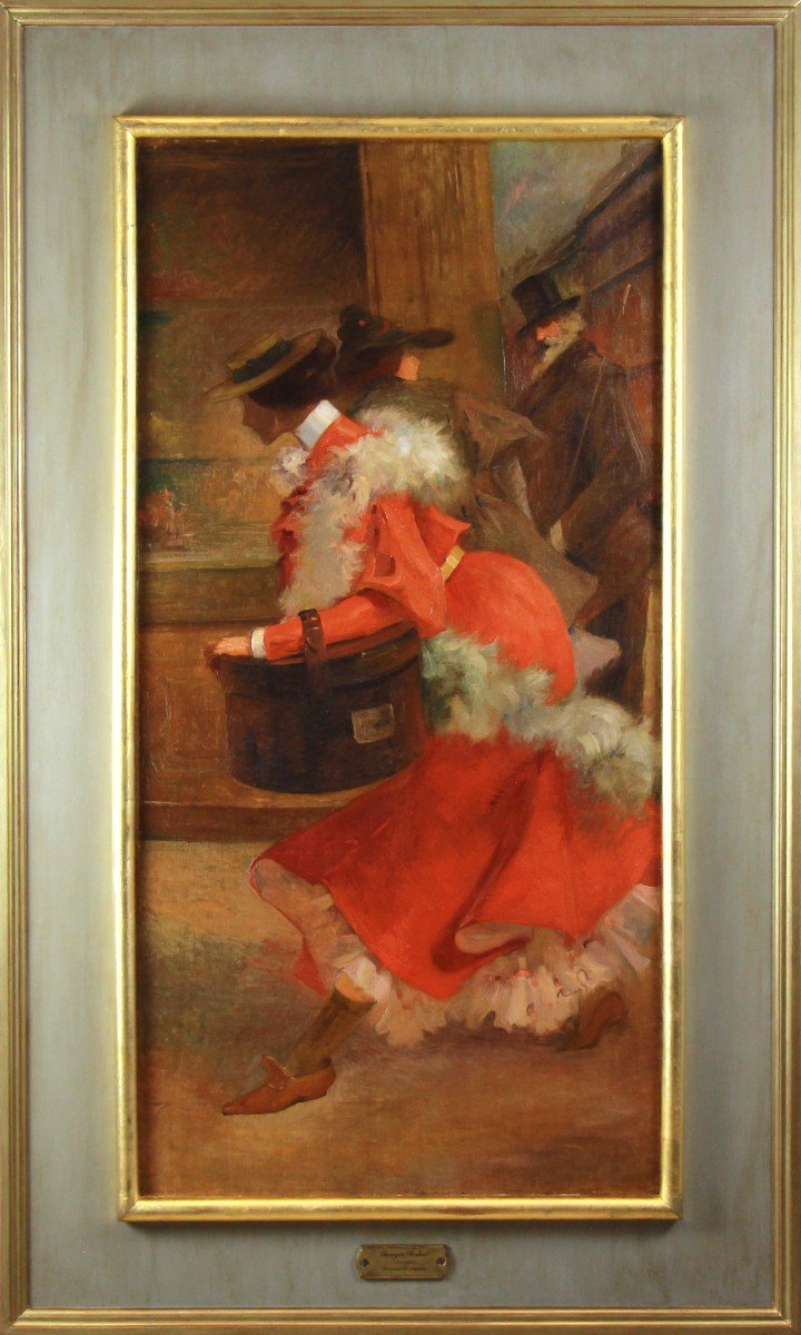 Grand Tableau Huile Sur Toile Belle époque Art Nouveau Avec Cadre