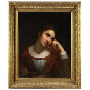 Portrait d'Une Jeune Femme Peinture à l'Huile Cercle De Jean-baptiste Greuze