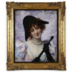 "jeanne Donnadieu" Portrait Of Henriette Bépoix, Oil On Canvas, Circa 1885
