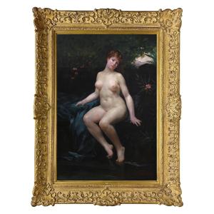 Emmanuel Stanek, Female Nude, 19th-century Oil On Canvas, Unframed, Circa 1890