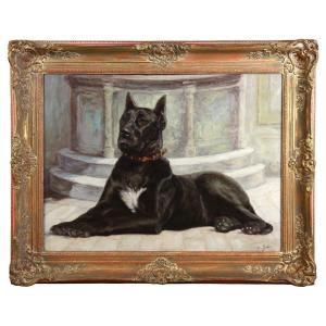 Portrait huile sur toile de chien 