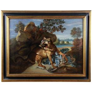 Ancienne Peinture Huile Sur Toile 18ème , Cercle J B Oudry