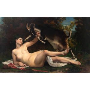 Grande Huile Sur Toile 'une Bacchante' d'Apres William Bouguereau (1825-1905)