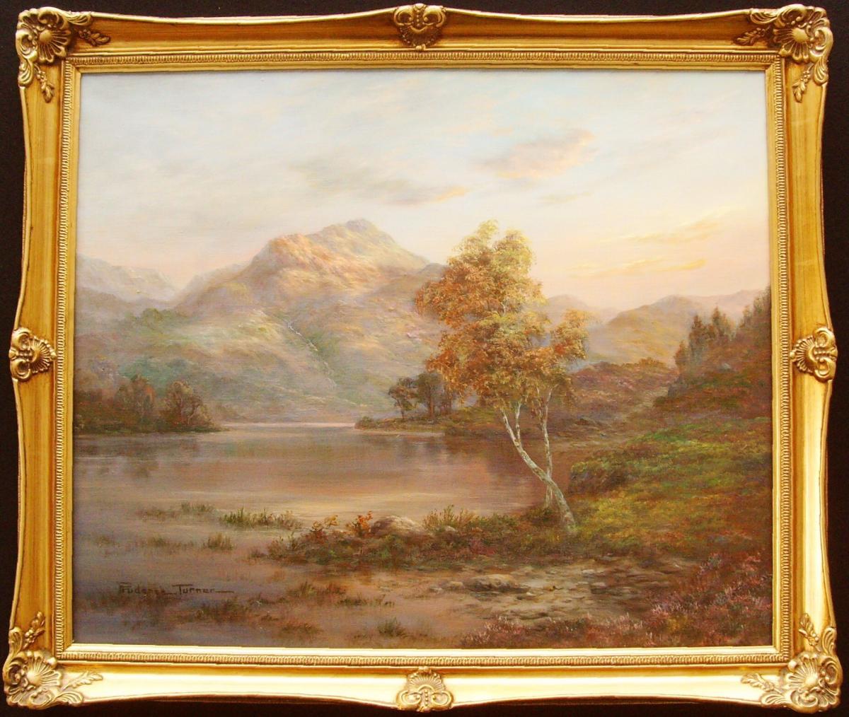 Peinture à Lhuile Du Loch écossais Et Des Montagnes Au