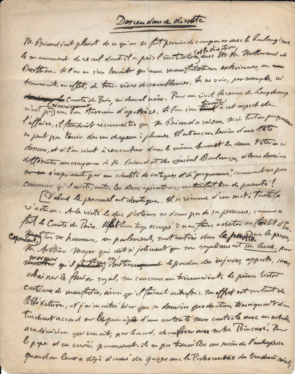 Georges Clemenceau – Manuscrit Autographe 1914