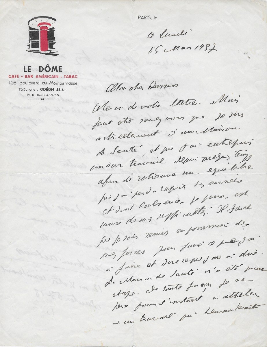 Antonin Artaud - Signed Autograph Letter