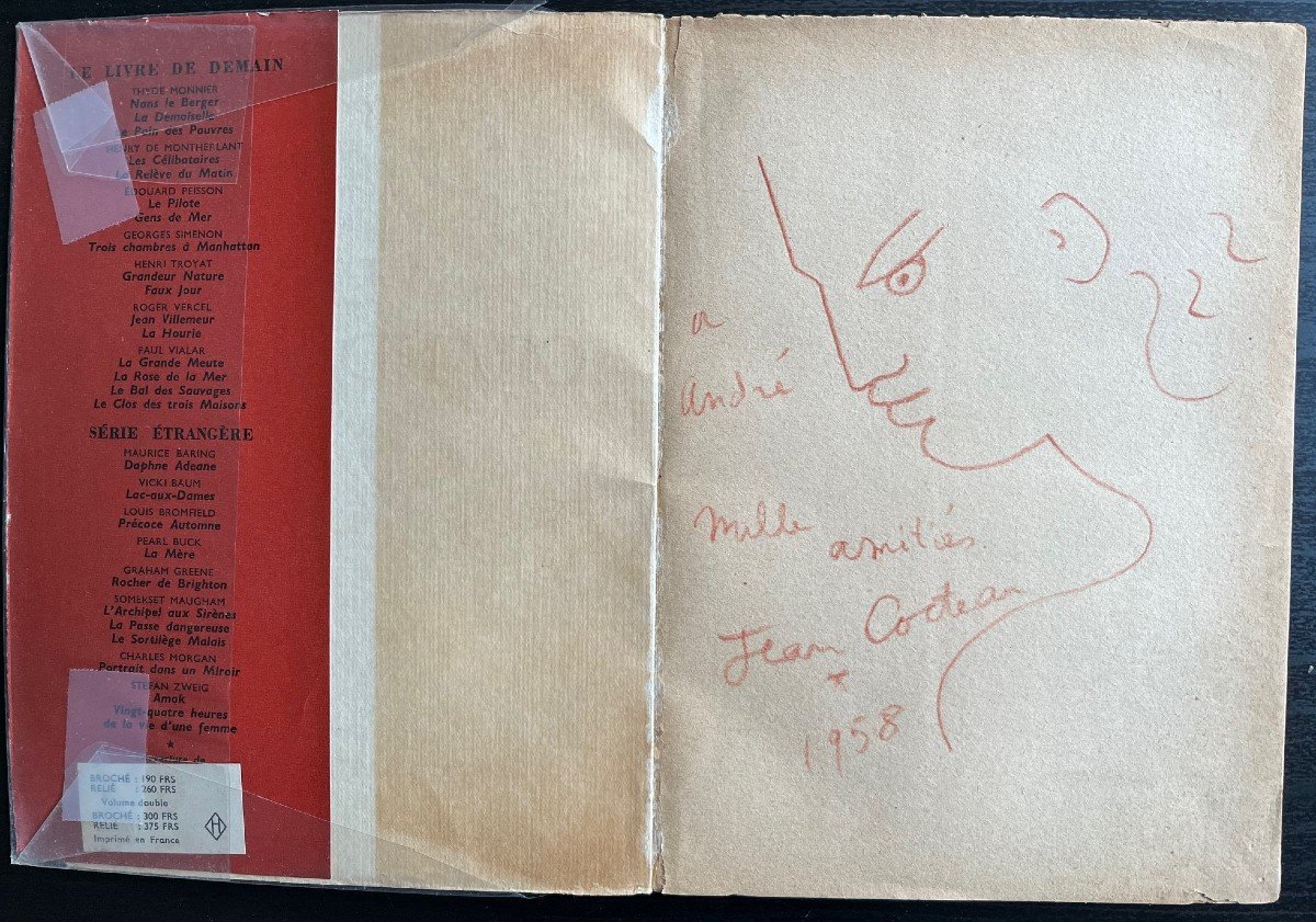 Jean Cocteau - Le Grand Ecart Suivi d'Orphée Avec Dessin Original Signé-photo-2