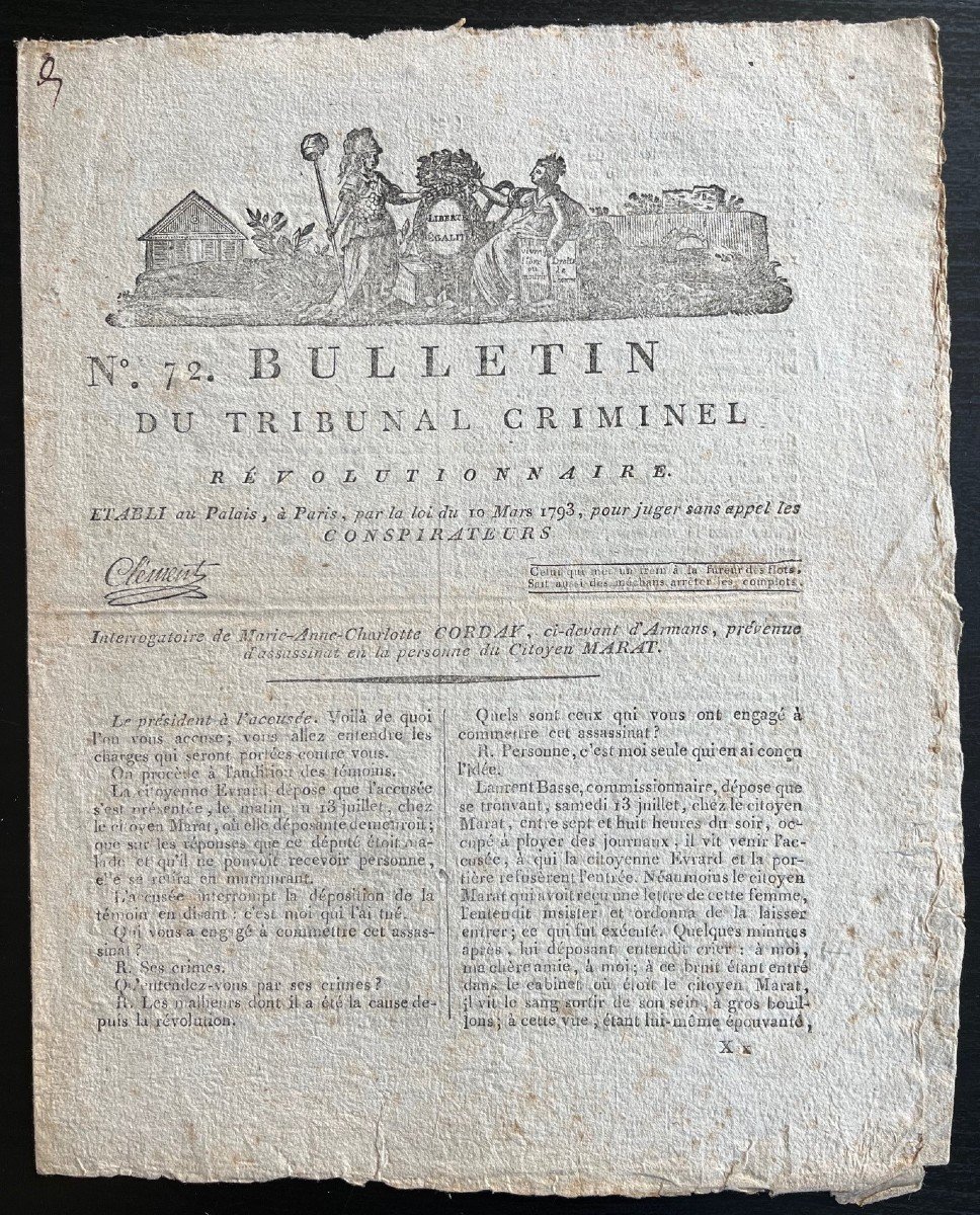 Charlotte Cordet – Criminal Court Bulletins - French Revolution-photo-2