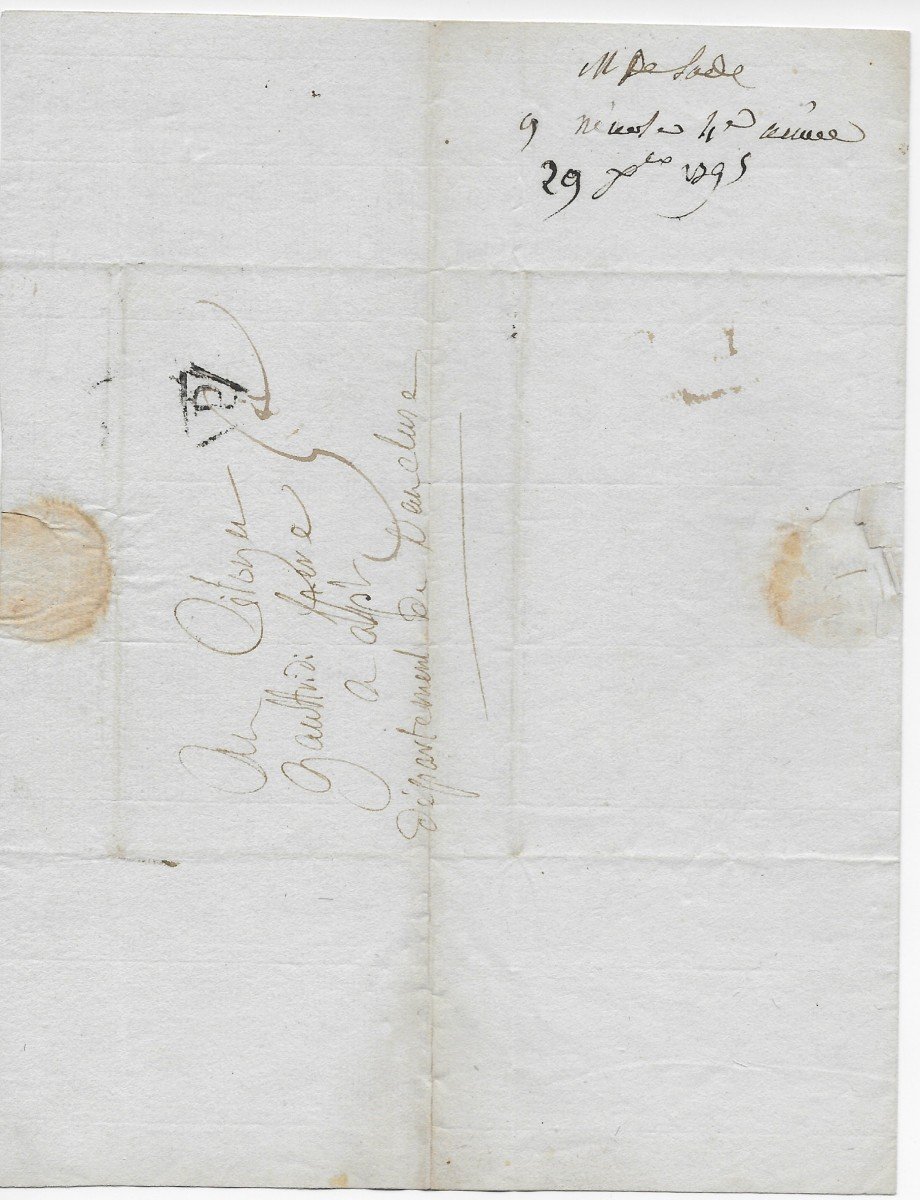 Marquis De Sade – Autograph Letter Signed 1795-photo-3