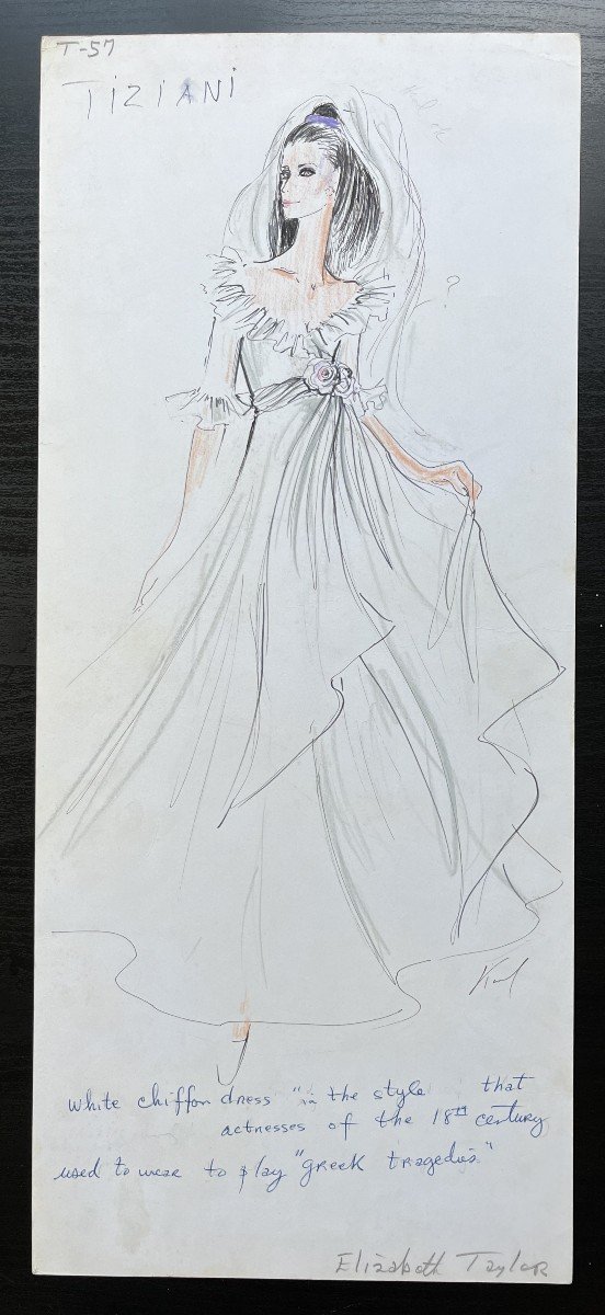 Karl Lagerfeld - Dessin Original Signé - Elisabeth Taylor