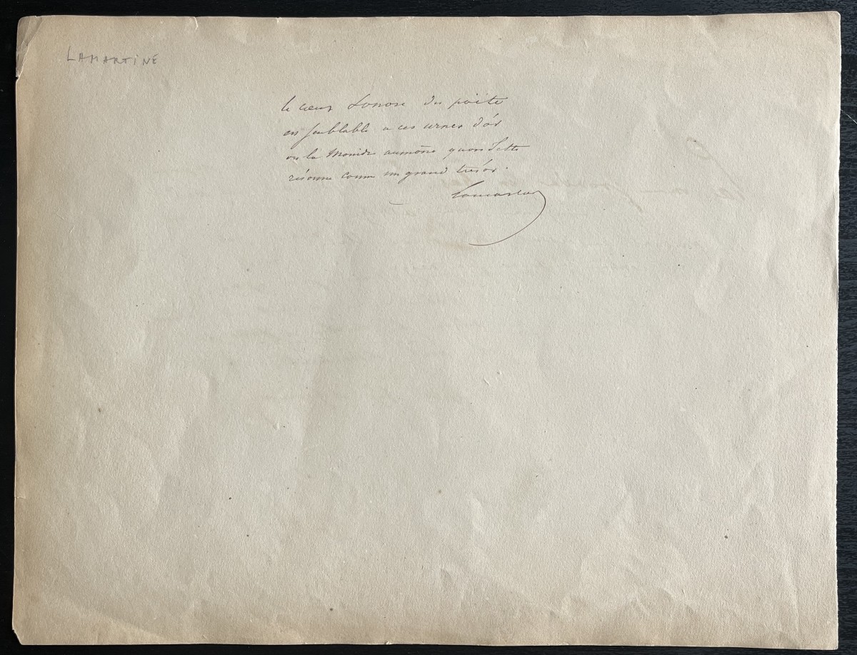 Alphonse De Lamartine Delphine De Girardin – Signed Autograph Poem-photo-2