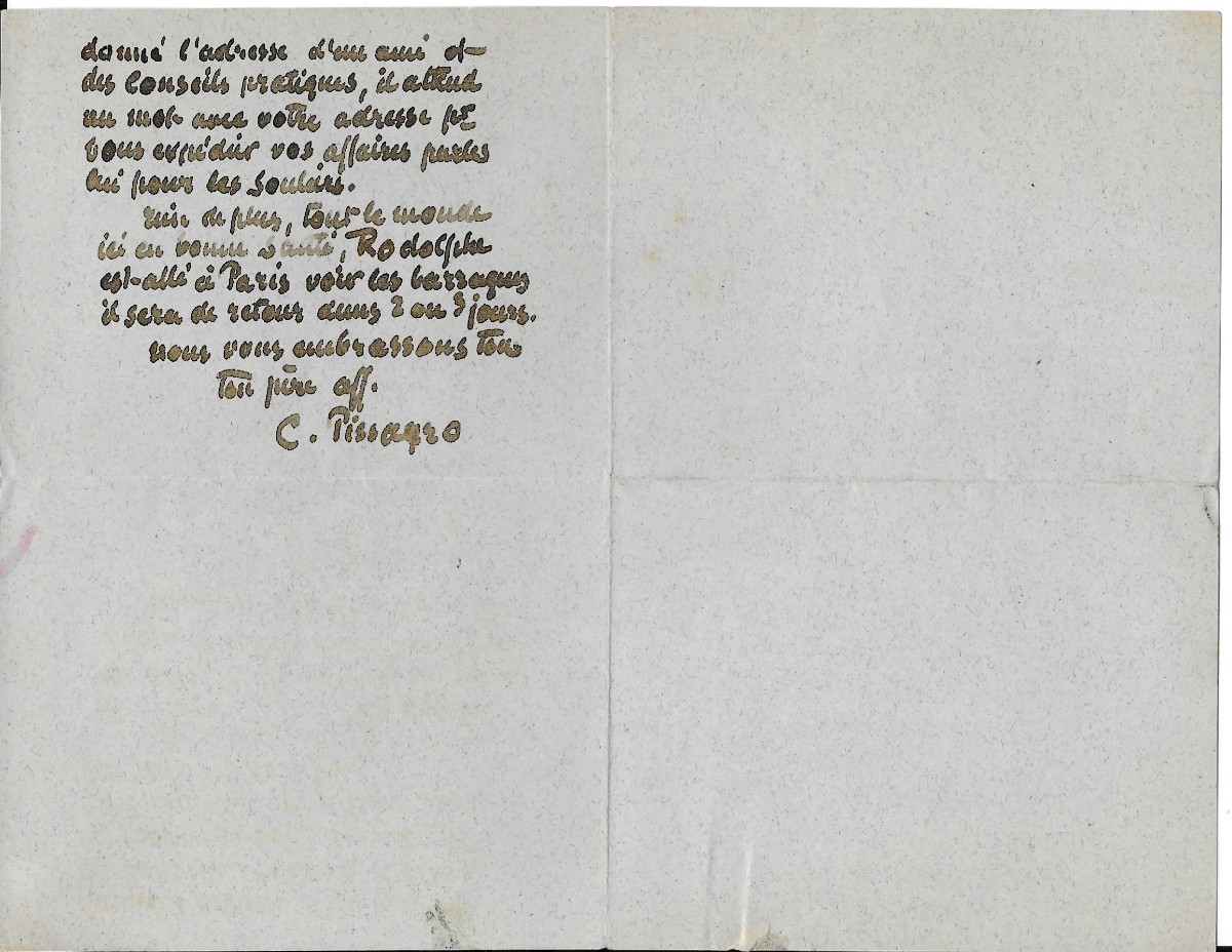 Camille Pissarro - Autographed Letter Signed-photo-2