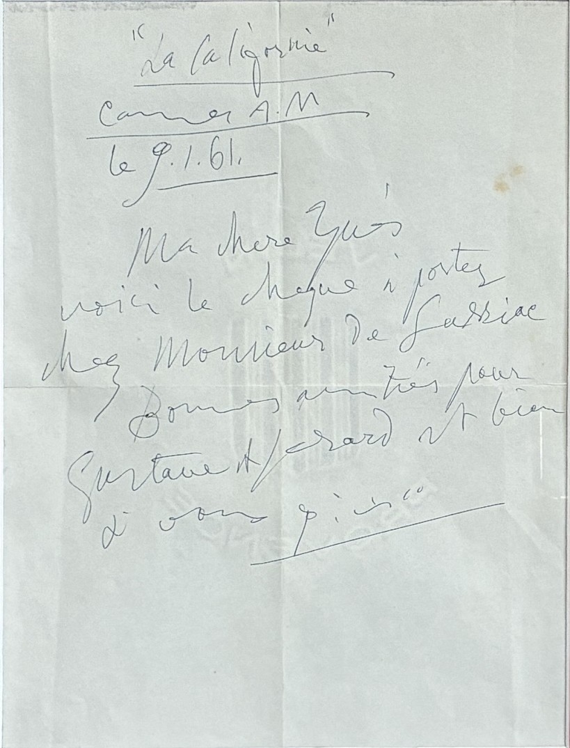 Pablo Picasso - Autograph Letter Signed