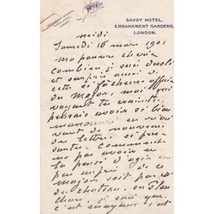 Claude Monet – Lettre Autographe Signée à Sa Femme Alice