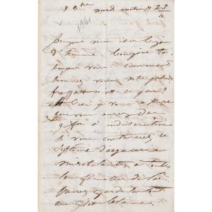 Juliette Drouet – Autograph Letter Signed To Victor Hugo