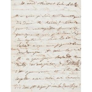 Juliette Drouet Lettre Autographe Signée à Victor Hugo Avec Dessin