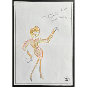 Karl LAGERFELD - dessin croquis original