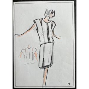 Karl LAGERFELD - dessin croquis original