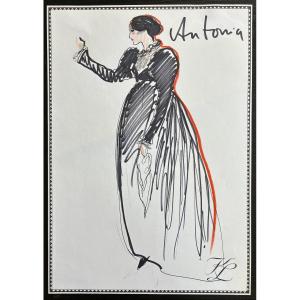 Karl LAGERFELD - dessin original - Les Contes d'Hoffmann