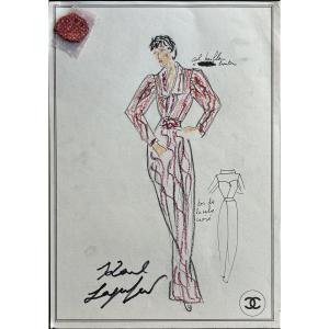 Karl LAGERFELD - dessin original - COCO CHANEL