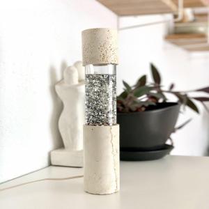 Vintage Glitter Lamp In Travertine