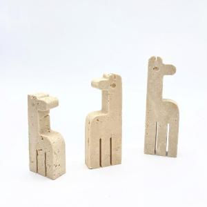 Family Of 3 Giraffes In Travertine By Fratelli Mannelli