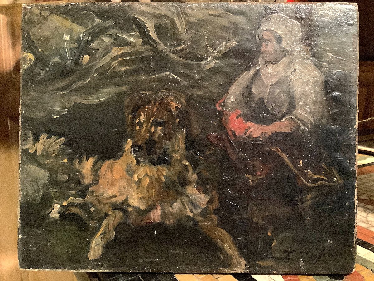 Femme du Caire et son Chien  - Edouard Jacques Dufeu