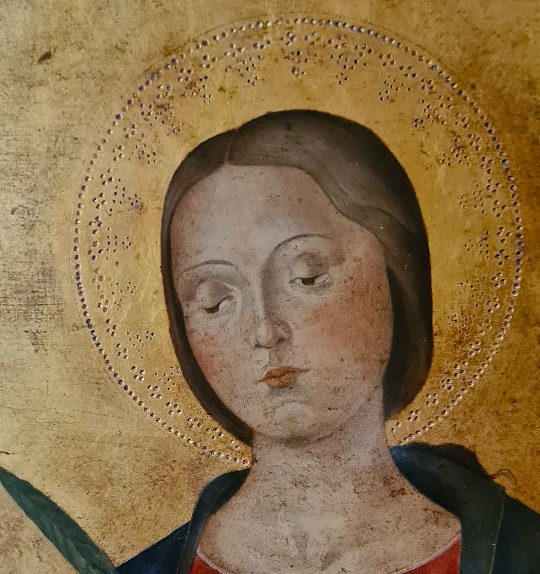 Tempera Painting Of Saint Colombe Of Sens And Her Bear-photo-2