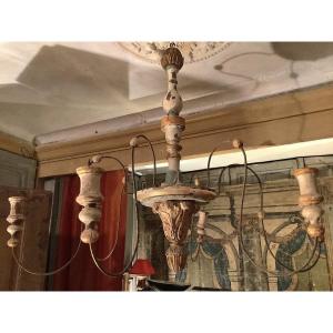 Dismountable Chandelier In Painted Wood And Wrought Iron
