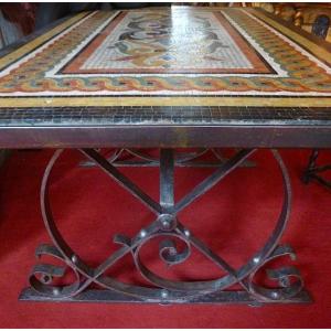 Italian Wrought Iron And Mosaics Table