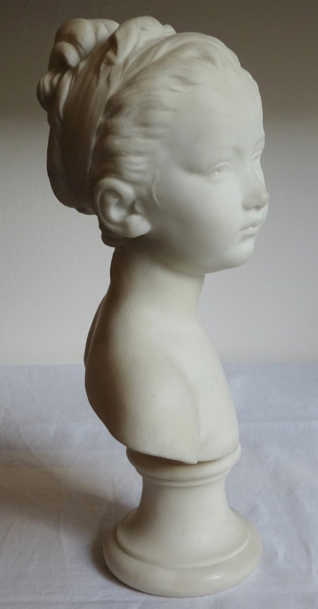 After Houdon - Bust Of Louise Brongniart In Marble-photo-3