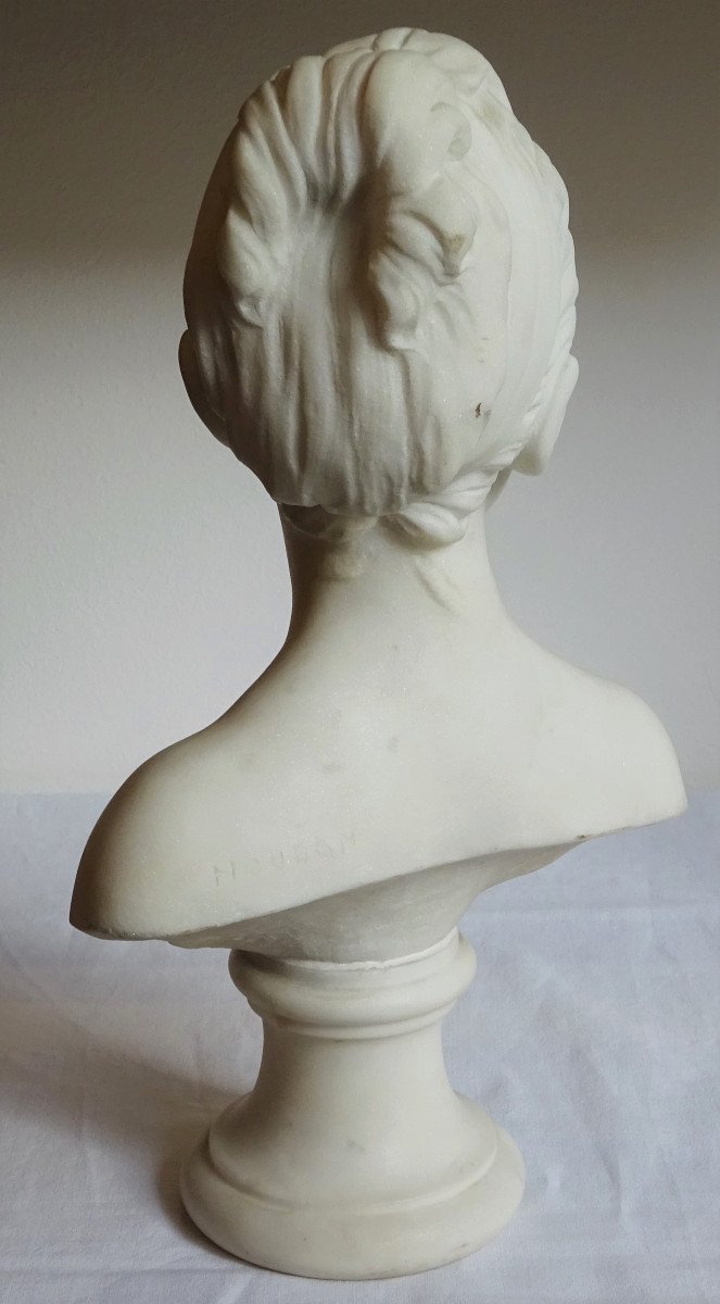 After Houdon - Bust Of Louise Brongniart In Marble-photo-4