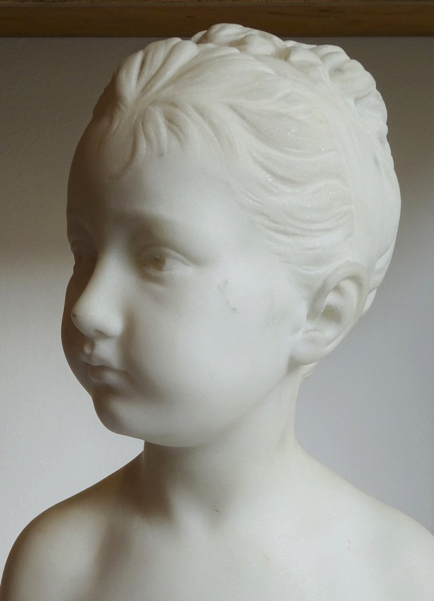 After Houdon - Bust Of Louise Brongniart In Marble-photo-2