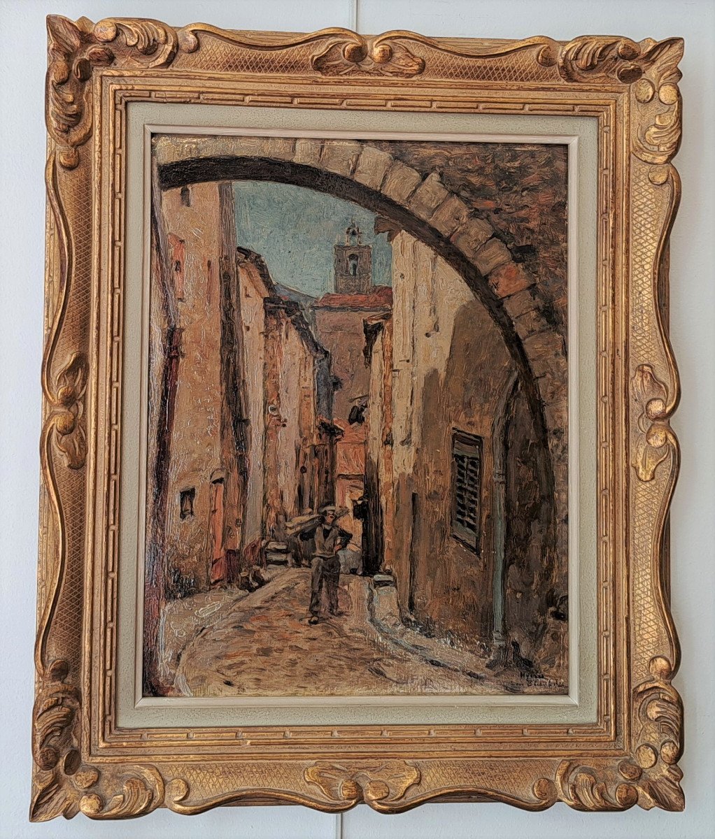 Louis Béroud (1852-1930) - Street Scene In Hyères In 1924-photo-2